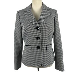 Black Label by Evan-Picone Womens‎ 6 Houndstooth Blazer Jacket Office Monochrome